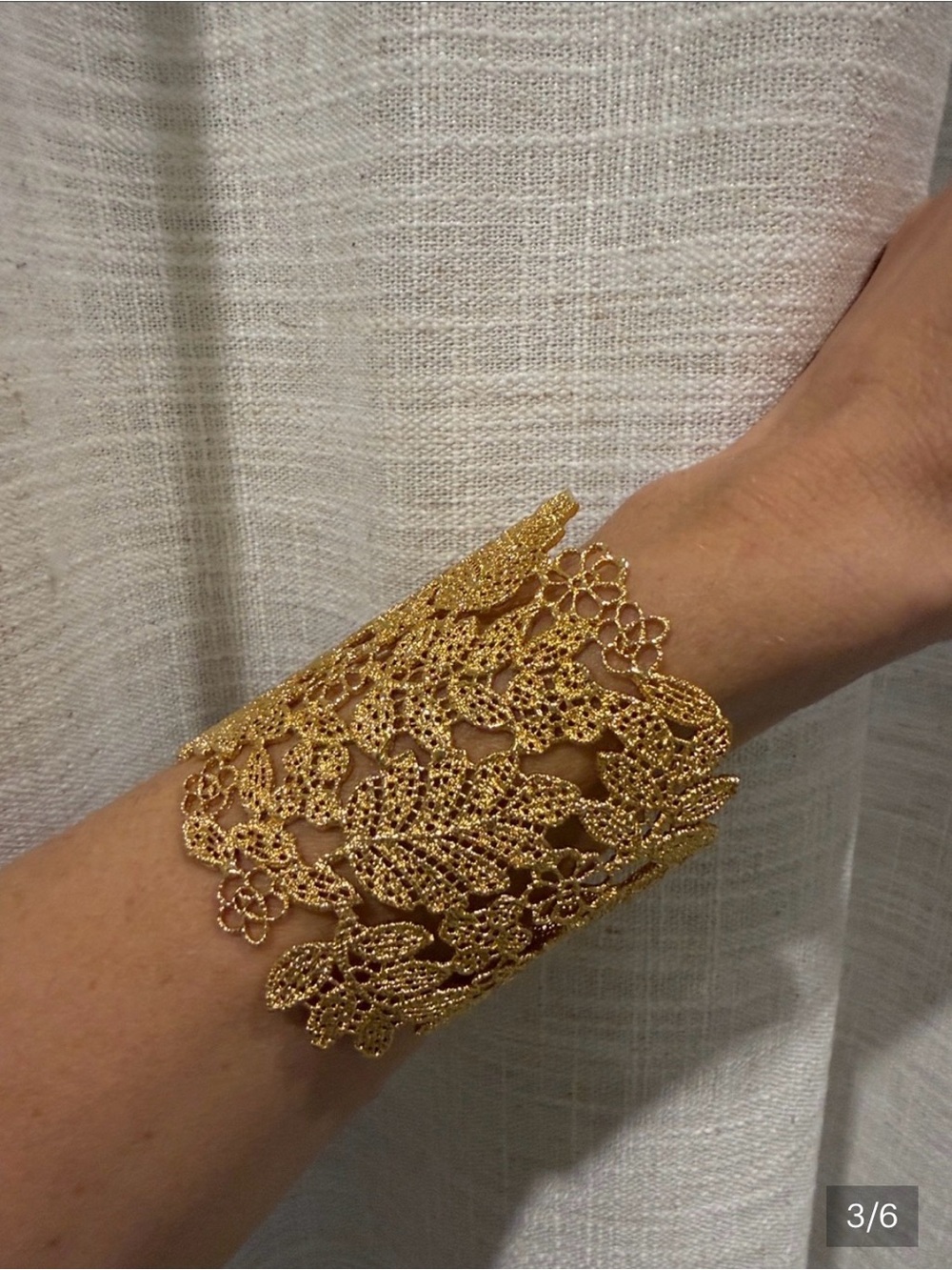 Stella & Dot Gold Floral Lace Cuff Bracelet - Picture 6 of 7